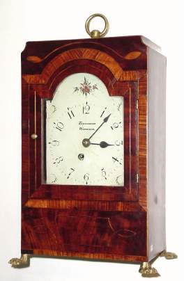 C.1830, Townsend, Warwick [RI?], Single Fusee bracket clock, in a mahogany and mahogany veneer case, primitive style. — Antique Clocks Price Guide