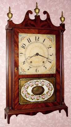 C.1828, E. Terry and Sons, Plymouth, Conn, Pillar and Scroll, 30 hour wood movement shelf clock. — Antique Clocks Price Guide