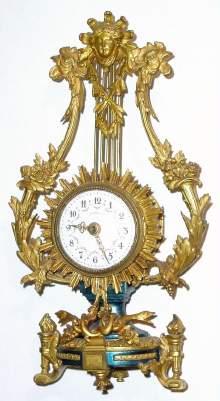 C.1890, French, Dreyfous, Mini Ormolu Lyre timepiece in original gift box. — Antique Clocks Price Guide