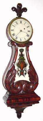 C.1833, Joshua Seward, Boston, Mass., 8-day Lyre or Elegant Harp Pattern wall timepiece, weight driven. — Antique Clocks Price Guide