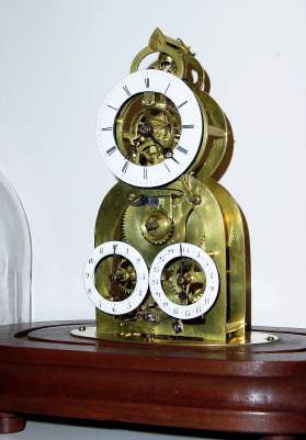 C.1855, French, Time and Calendar Skeleton clock, under glass dome. — Antique Clocks Price Guide
