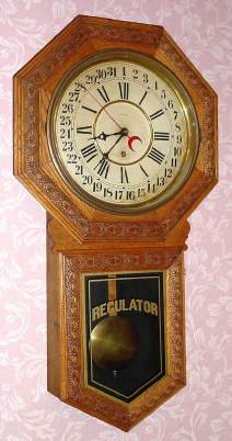 C.1900, E. N. Welch Mfg. Co., Forestville, Conn., "Star Pointer Calendar" , 8-day calendar wall timepiece. — Antique Clocks Price Guide
