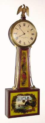C.1840, Weight Banjo, Massachusetts origin, now with the name Aaron Willard, Boston on the dial (been there long time). — Antique Clocks Price Guide