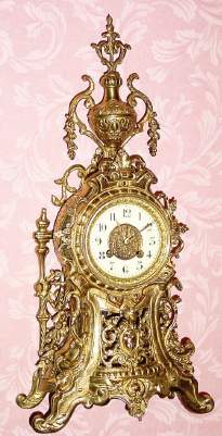 C.1890, French, Polished Brass, 8-day time/strike rococo style mantel clock. — Antique Clocks Price Guide
