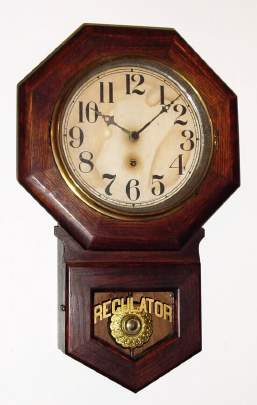 C.1935, Sessions Clock Co., Forestville, Conn., "Office No. 150; 10 Inch", 8-day wall timepiece. — Antique Clocks Price Guide