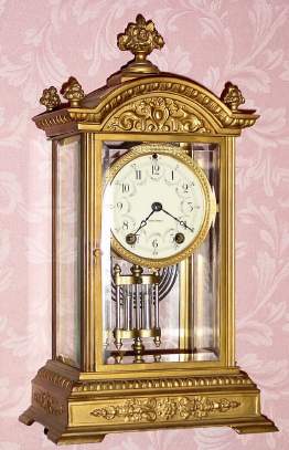 C.1913, Seth Thomas Clock Co., "Empire No. 19" , 8-day time and gong strike crystal regulator mantel clock. — Antique Clocks Price Guide