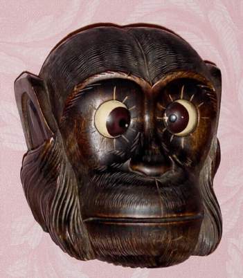 C.1928, German, Oswald, Carved Wood MONKEY, one day novelty, time indicated by the position of the eyes. — Antique Clocks Price Guide
