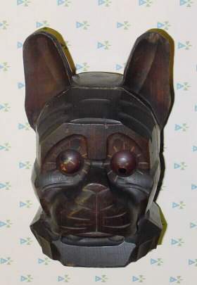 C.1928, German, Oswald, Small Carved Wood BULLDOG, one day novelty, time indicated by position of the eyes. — Antique Clocks Price Guide