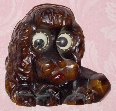 C.1950, German, Oswald, cast composition FRENCH POODLE, one day spring wound timepiece novelty. — Antique Clocks Price Guide