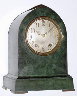 C.1909 Seth Thomas Clock Co., Thomaston, Conn, "Real BRONZE GOTHIC" 8-day time/strike mantel clock. — Antique Clocks Price Guide