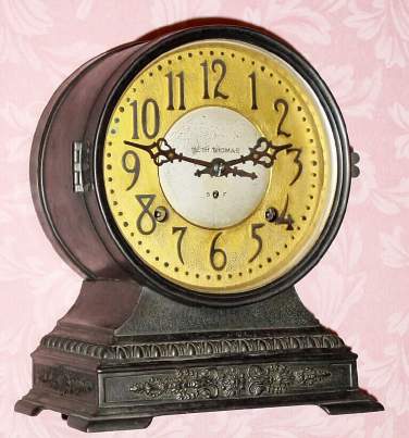 C.1908, Seth Thomas Clock Co., Thomaston, Conn, "Elect" , 8-day time and strike mantel clock. — Antique Clocks Price Guide