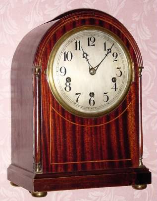 C.1910, German, 8-day Westminster chime mantel clock, round gothic design. — Antique Clocks Price Guide