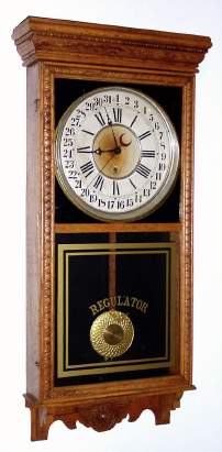 C.1905, Sessions Clock Co., Forestville, Conn, Regulator E, store regulator, 8-day time and calendar. — Antique Clocks Price Guide