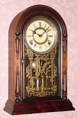 C.1870, Atkins Clock Co., Bristol, Conn, "CENTENNIAL" , model rosewood parlor clock, 8-day time and strike. — Antique Clocks Price Guide
