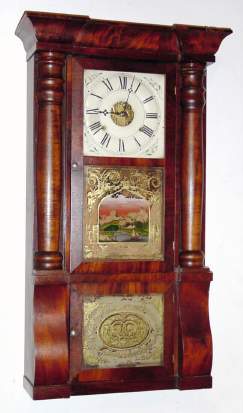 C.1860, Seth Thomas, Plymouth Hollow, Conn., 8-day time/strike Rose Column and cornice shelf clock. — Antique Clocks Price Guide