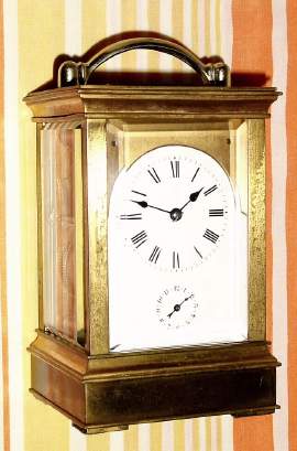 C.1900, Brass Cased Carriage Clock, time, strike and alarm, as-found. — Antique Clocks Price Guide