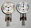  [Lot of 2] C.1935, German, Wintermantel Uhrenfabrik, Mini Pendulettes, floral pattern, one day duration, running. 