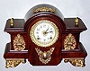  C.1904, Ansonia Clock Co., NY, "Louvre", 8-day time + strike enameled iron case mantel clock (wrong top trim). 
