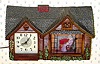  C.1948, Haddon Products, Inc., Chicago, Ill, 110v, HOME SWEET HOME, electric timepiece and night light, with a rocking grandmother visible in her "room" at the right. 