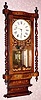  C.1880, Anglo-American, Inlaid Wall clock, 8-day gong strike with mirror behind pendulum. 