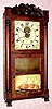  C.1835, Seth Thomas, Plymouth, Conn, 8-day time/strike/alarm wood movement half column and carved splat shelf clock.