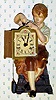  C.1920, French, Novelty Clock BOY WITH CLOCK, hand painted spelter with round lever, rear wind movement, 1-day. 