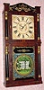  C.1830, No label, but attributed to Atkins and Downs, Bristol, Conn, 8-day time/strike wood movement, double deck, column and splat shelf clock. 