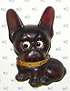  C.1926, German, Oswald, Small Carved Wood DOG WITH STUDDED COLLAR, this uncommon small model with tiny eyes, still showing the time by the position of the pupil. 