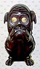  C.1928, German, Oswald, Large Carved Wood BULLDOG, dark stained finish, larger size eyes; time indicated by position of the pupil. 