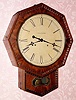  C.1850, Chauncey Jerome, 8-day time and strike, 2-fusee wall clock, short drop octagon. 
