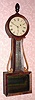  C.1835, Massachusetts, Attleboro Banjo, 8-day weight driven timepiece, with a letter from Shorty LaRose, who made the side-arms for the clock in 1975. 