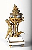  C.1875, French, Style of Louis XVI, Annular dial timepiece, ormolu and white marble. 
