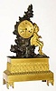  C.1840, French, Ormolu and Bronze Automaton figural clock, a young man in 18th century dress, setting beside a water fall, with separate movement, wound behind his legs to rotate the twisted glass tube that simulates water, time and bell strike movement with silk thread susp. 