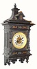  C.1870, German, Lorenz Furtwangler and Sohne, Furtwangen, Model 112, fancy dark cartel clock with slogan embossed onto case with gold foil: Komf Zeit, Komf Rath. 