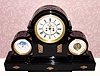  C.1880, French, Hry. Marc, Paris, 3-dial, Perpetual Calendar clock, in a monumental/giant black marble case with brown onyx accents. 