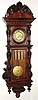  C.1875, Austrian, 3-Wt, Grand Sonnerie, walnut case wall clock, double door style with engraved weights and matching pattern on dial and pendulum. 