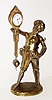  C.1900, German, Junghans, Uncommon swinging arm clock, boy with hand in his pocket, other arm supporting the clock. 