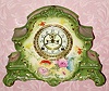  C.1904, Ansonia Clock Co., NY, "La Nord" , 8-day time/strike porcelain mantel clock in green. 