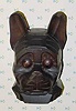  C.1928, German, Oswald, Small Carved Wood BULLDOG, one day novelty, time indicated by position of the eyes. 