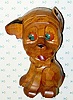 C.1928, German, Oswald, Carved Wood DOG WITH EAR UP, one day novelty, time indicated by the position of the eyes. 
