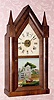  C.1848, Chauncey Boardman, Bristol, Conn., SHARP GOTHIC or steeple clock, 3-fusee, time, strike and alarm, 30-hour. 