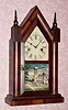  C.1875, Waterbury Clock Co., Waterbury, Conn, SHARP GOTHIC or steeple clock, 8-day time and gong strike, later style with OG base molding. 