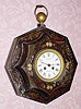  C.1900, French, Vincenti and Cie , 8-day time and gong strike tole painted wall clock. 