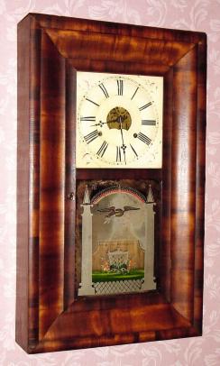 C.1850, M. W. Atkins and Co., Bristol, Conn., 30-hour time/strike OG shelf clock (Merritt Washington Atkins). — Antique Clocks Price Guide