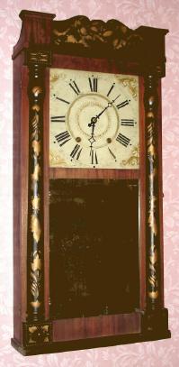 C.1930, George Mitchell, Bristol, Conn., 30-hour time/strike wood movement half column and splat shelf clock. — Antique Clocks Price Guide