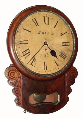 C.1890, English, 8-day fusee round drop, wall timepiece. — Antique Clocks Price Guide
