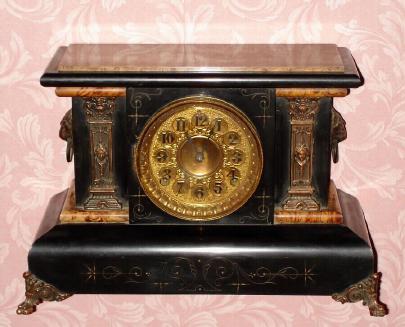 C.1896, Seth Thomas Clock Co., 8-day time/strike Adamantine finish mantel clock. — Antique Clocks Price Guide