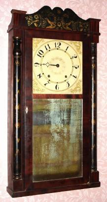 C.1830, Jeromes and Darrow, Bristol, Conn., 8-day time/strike wood movement half column and splat shelf clock. — Antique Clocks Price Guide