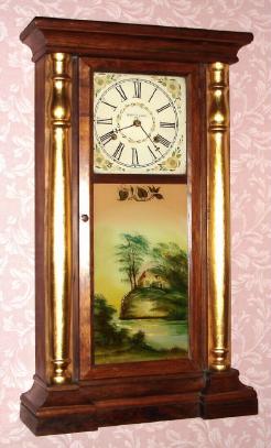 C.1865, Solomon C. Spring, Bristol, Conn, Empire style gilt column, 8-day shelf clock, last use of Joseph Ives patents. — Antique Clocks Price Guide