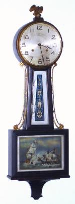 C.1925, New Haven WARING  Banjo, 8-day time and strike, spring movement, full size. — Antique Clocks Price Guide